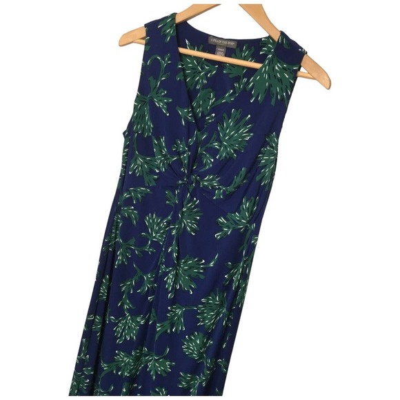 A Pea In The Pod Maternity Sleeveless Knot Front Leaf Stretch Maxi Dress Blue M - Picture 2 of 10